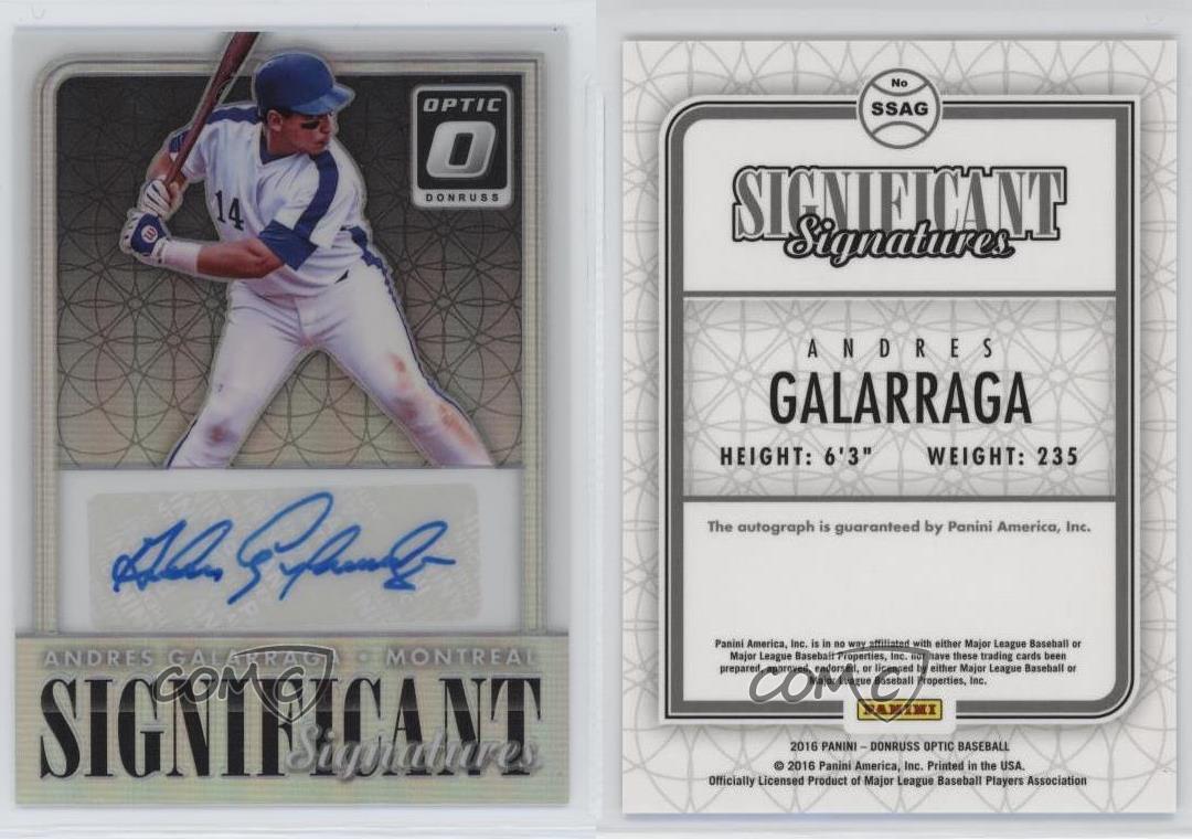 2016 Panini Donruss Optic Significant Signatures Andres Galarraga #SSAG Auto