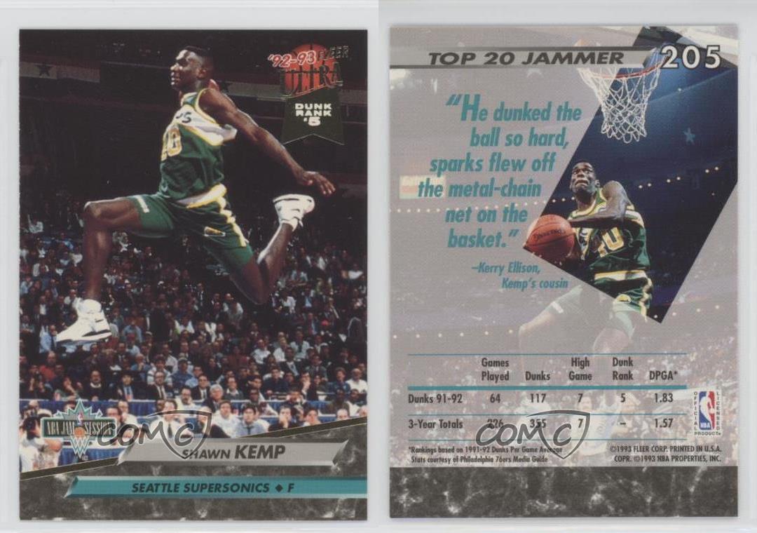 199293 Fleer Ultra 205 Shawn Kemp Seattle Supersonics Basketball Card eBay