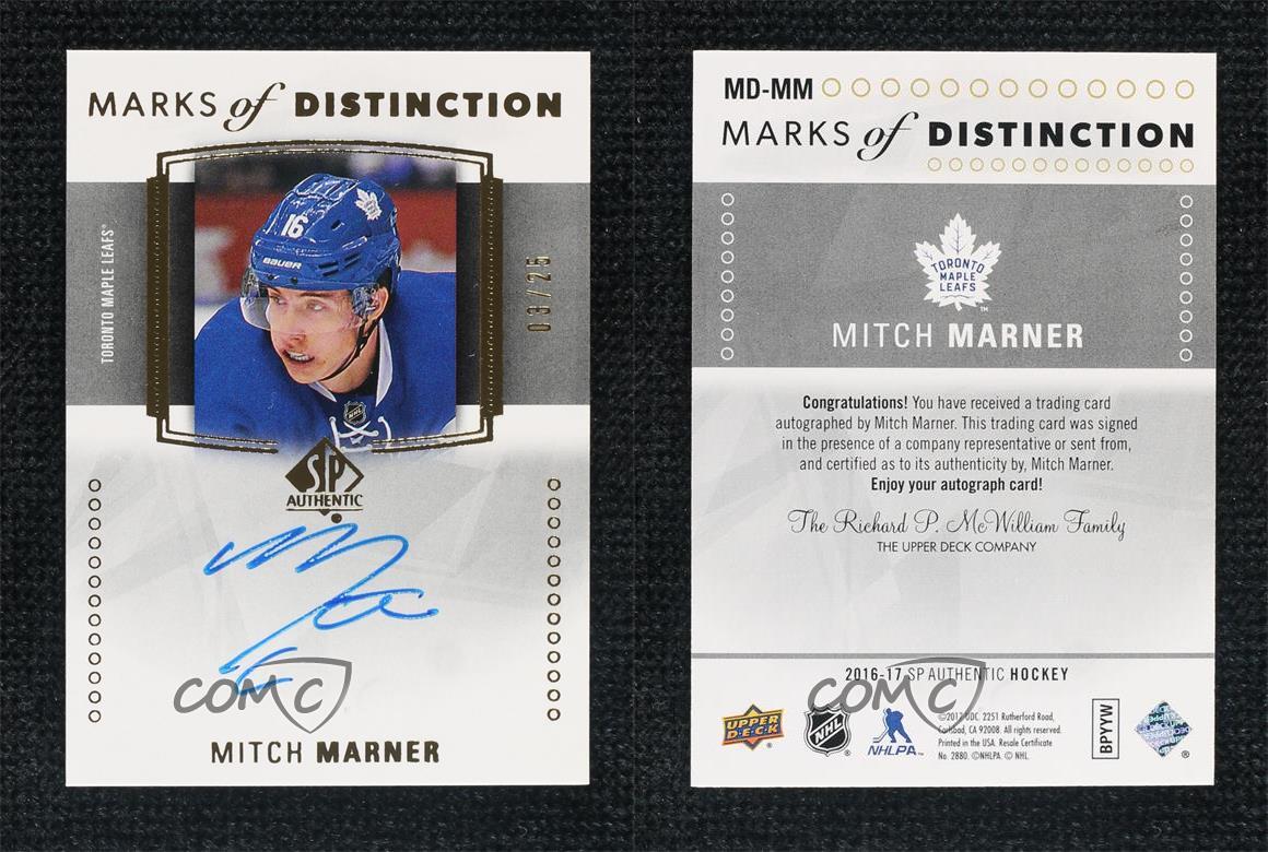 2016-17 SP Authentic Marks of Distinction /25 Mitch Marner #MD-MM Rookie Auto RC - Picture 3 of 3