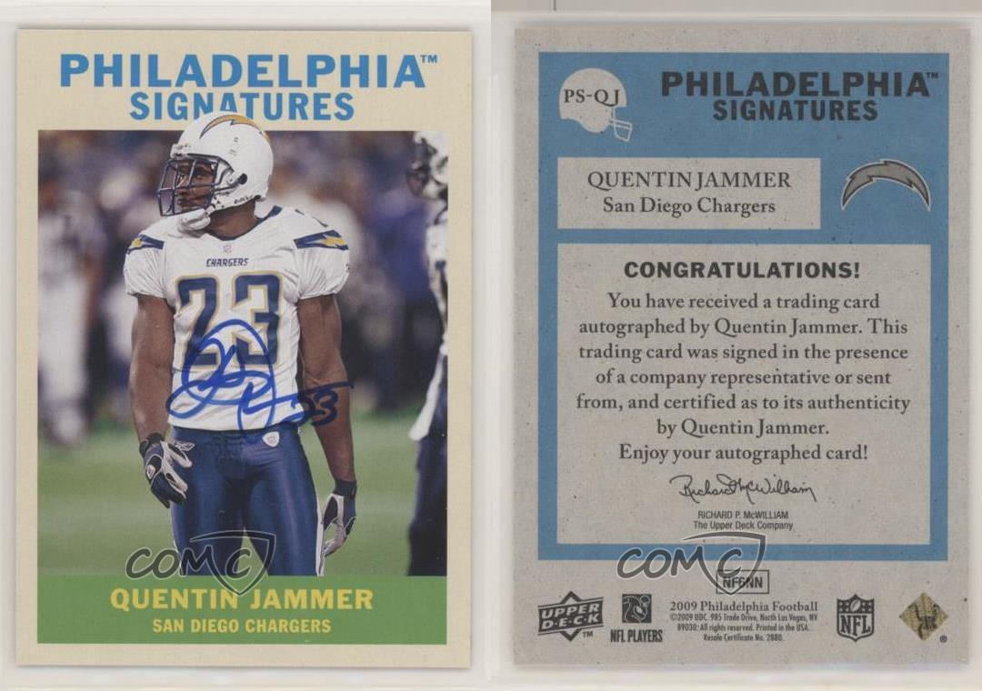 2009 Upper Deck Philadelphia Signatures Quentin Jammer #PS-QJ Auto - Picture 3 of 4
