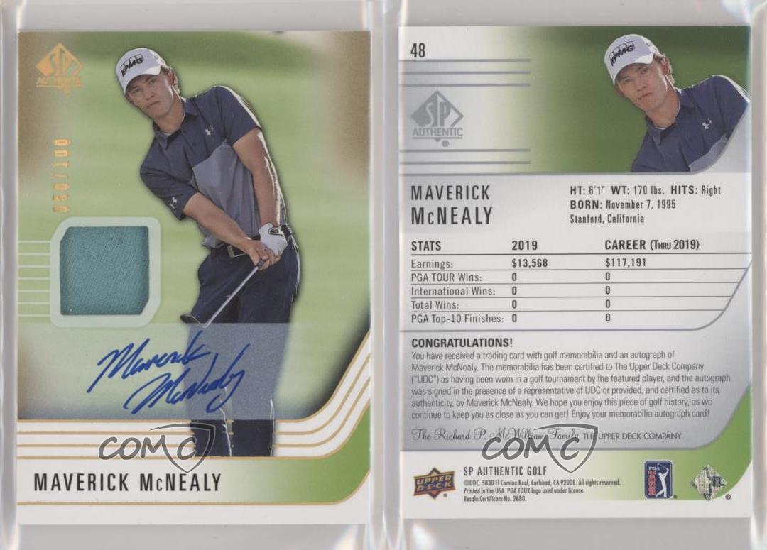 2021 SP Authentic Auto Swatch Limited /100 Maverick McNealy #48 Rookie Auto RC