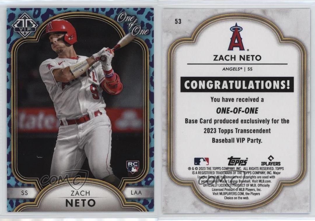 2023 Topps Transcendent Collection VIP Party One-of-One 1/1 Zach Neto Rookie RC - Picture 3 of 4