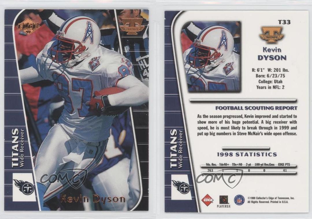 1998 Stadium Club Prime Rookies Tennessee Titans Football Card #PR4 Kevin  Dyson