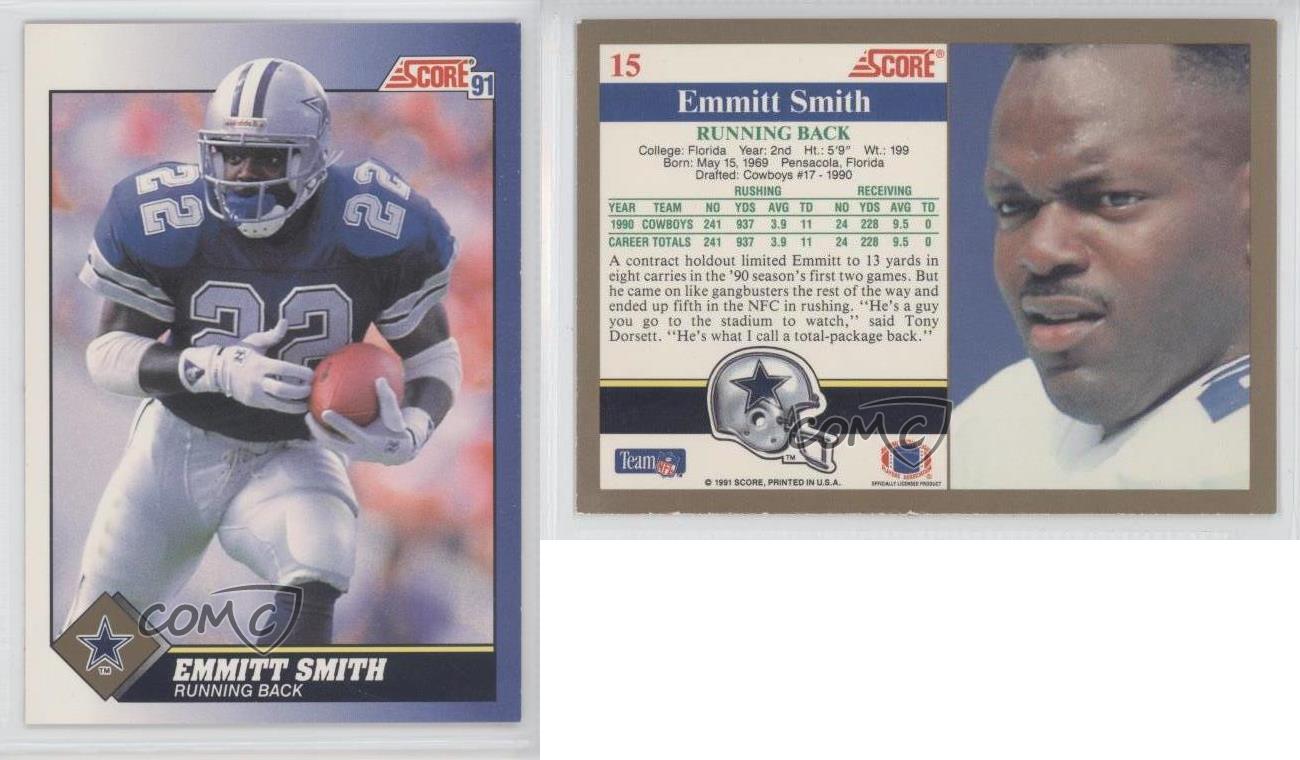 1991 Score #15 Emmitt Smith Dallas Cowboys Football Card | eBay