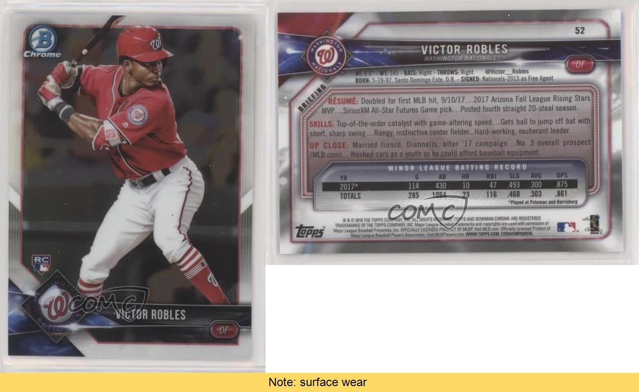 2018 Bowman Chrome Base Victor Robles (Batting) #52 Rookie RC - Picture 3 of 4