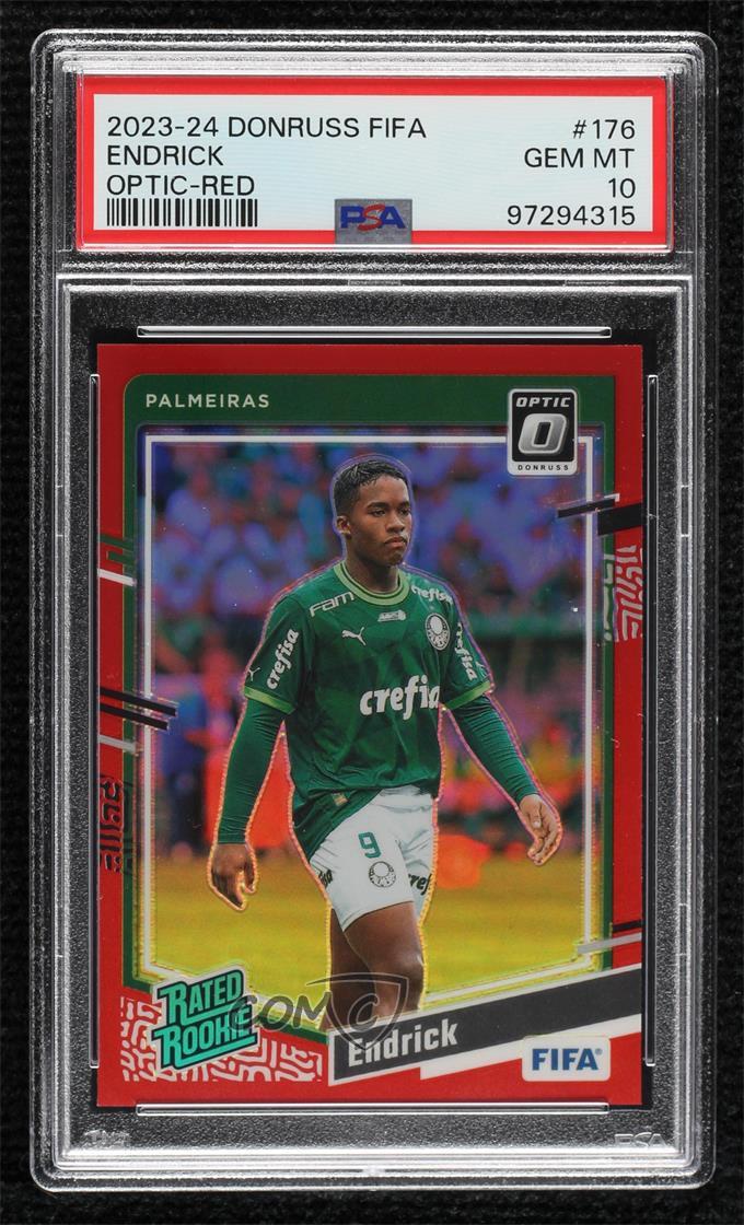 2023 Donruss FIFA Optic Rated Rookie Red Prizm /299 Endrick PSA 10 GEM MT 10qk