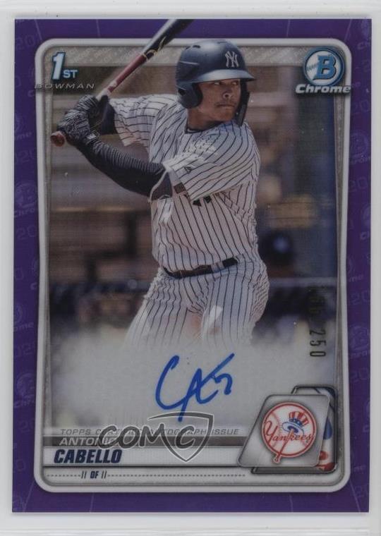 2020 Bowman Chrome Prospect Purple Refractor /250 Antonio Cabello #CPA-AC Auto
