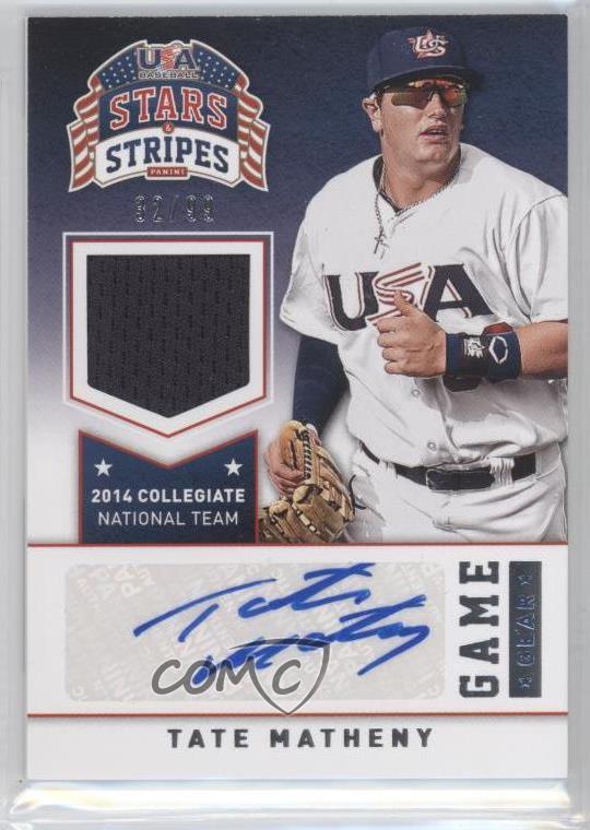 2015 Panini Stars and Stripes Game Gear Signatures /99 Tate Matheny #89 Auto