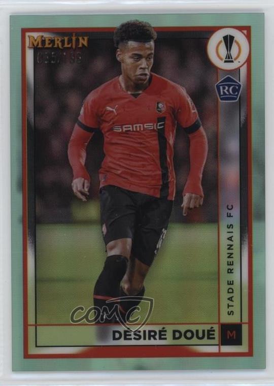 2022-23 Topps Merlin UEFA Club Competitions Aqua Refractor /199 Desire Doue 1hr6