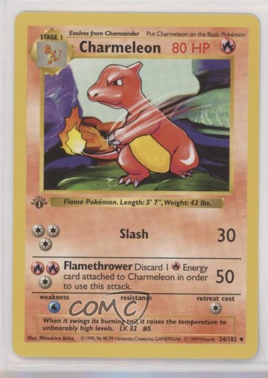 Charmeleon Shadowless 1st Ed. Pokemon Base Set #24 1999 - Foto 1 di 2