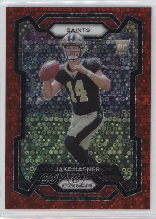 2023 Panini Prizm Rookies No Huddle Red Prizm 57/70 Jake Haener #374 0m89