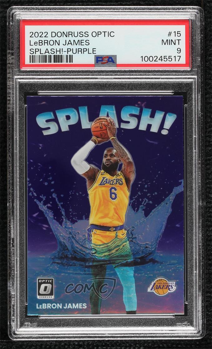 2022 Panini Donruss Optic Splash! Purple Prizm LeBron James #15 PSA 9 MINT 0ji1