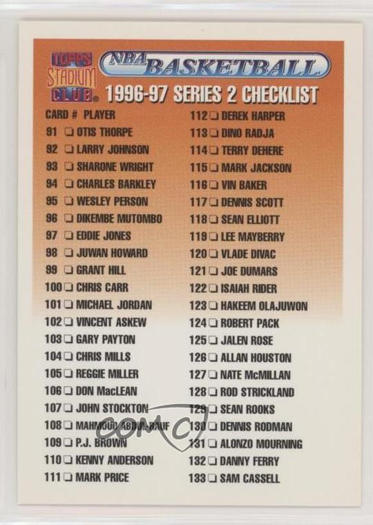 199697 Topps Stadium Club Checklist Series 2 Basketball Card eBay