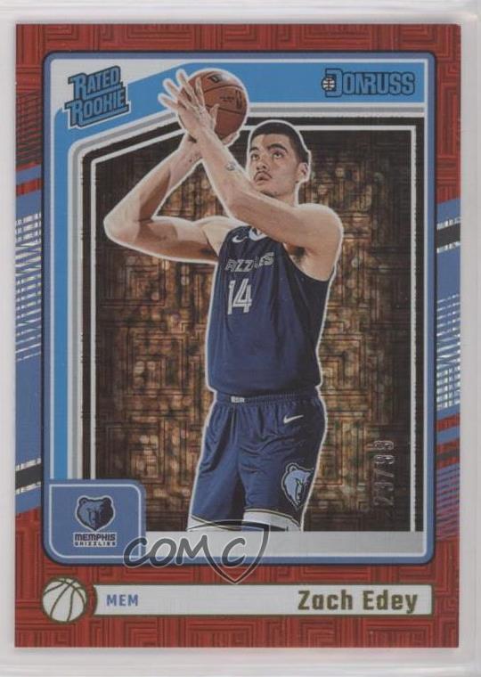2024-25 Panini Donruss Rated Choice Red 23/99 Zach Edey #239 Rookie RC 1bk5