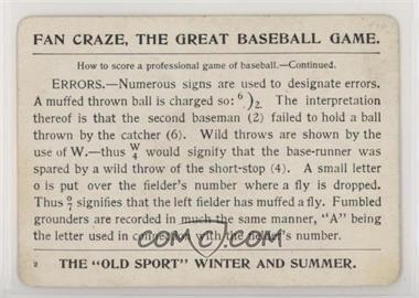 1904 Fan Craze - [Base] #E - Errors (Rules) [Poor to Fair]