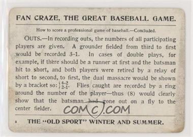 1904 Fan Craze - [Base] #O - Outs (Rules) [Poor to Fair]