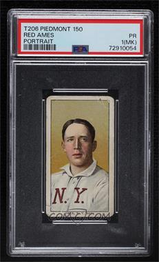 1909-11 T206 - [Base] - Piedmont 150 Back #_REAM.2 - Red Ames (Portrait) [PSA 1 PR (MK)]