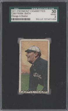 1909-11 T206 - [Base] - Piedmont 350-460 Factory No. 25 Back #_FRSM.3 - Frank Smith (White Cap; Chicago and Boston) [SGC 30 GOOD 2]