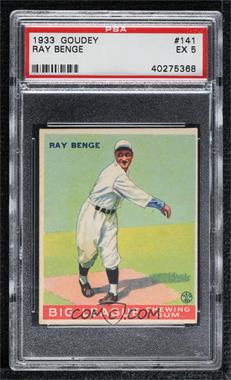 1933 Goudey Big League Chewing Gum - R319 #141 - Ray Benge [PSA 5 EX]