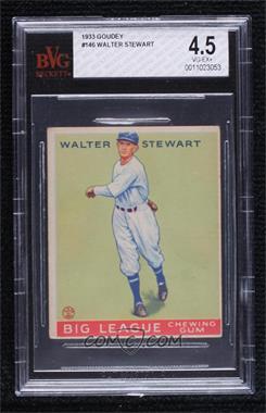 1933 Goudey Big League Chewing Gum - R319 #146 - Walter Stewart [BVG 4.5 VG‑EX+]