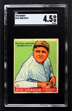 1933 Goudey Big League Chewing Gum - R319 #181 - Babe Ruth [SGC 55 VG/EX+ 4.5]