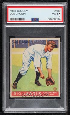 1933 Goudey Big League Chewing Gum - R319 #189 - Joe Cronin [PSA 4 VG‑EX]
