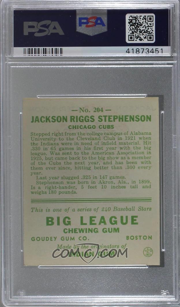 1933 Goudey Big League Chewing Gum - R319 #204 - Jackson Riggs ...