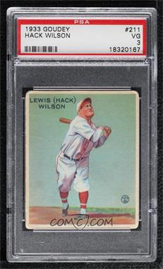 1933 Goudey Big League Chewing Gum - R319 #211 - Hack Wilson [PSA 3 VG]