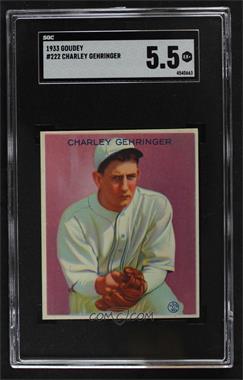 1933 Goudey Big League Chewing Gum - R319 #222 - Charlie Gehringer [SGC 70 EX+ 5.5]