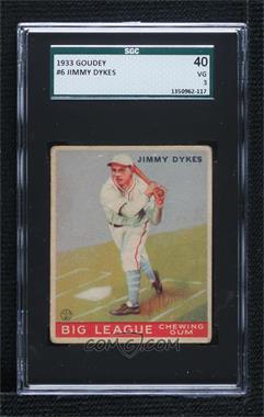 1933 Goudey Big League Chewing Gum - R319 #6 - Jimmy Dykes [SGC 40 VG 3]