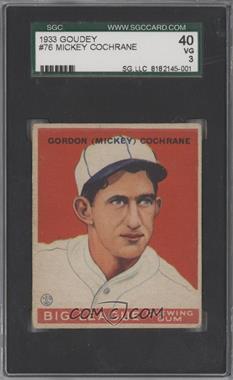 1933 Goudey Big League Chewing Gum - R319 #76 - Mickey Cochrane [SGC 40 VG 3]