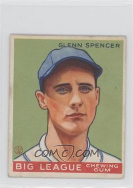1933 Goudey Big League Chewing Gum - R319 #84 - Glenn Spencer