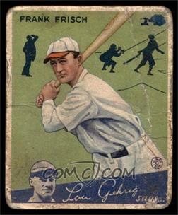 1934 Goudey Big League Chewing Gum - R320 #13 - Frank Frisch [POOR]