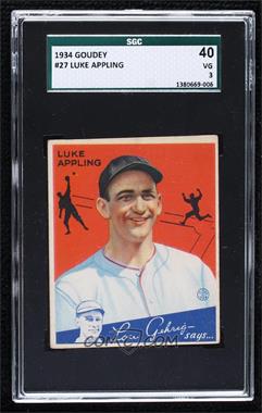1934 Goudey Big League Chewing Gum - R320 #27 - Luke Appling [SGC 40 VG 3]