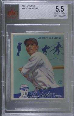 1934 Goudey Big League Chewing Gum - R320 #40 - John Stone [BVG 5.5 EXCELLENT+]