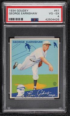 1934 Goudey Big League Chewing Gum - R320 #41 - George Earnshaw [PSA 4 VG‑EX]