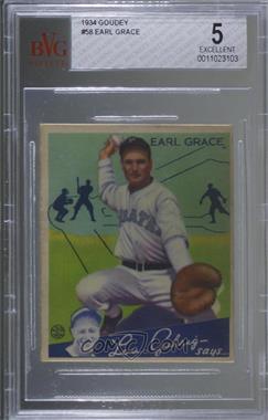 1934 Goudey Big League Chewing Gum - R320 #58 - Earl Grace [BVG 5 EXCELLENT]