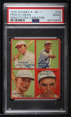 1935 Goudey 4-in-1 - R321 #1A - Frankie Frisch, Dizzy Dean, Ernie Orsatti, Tex Carleton [PSA 2 GOOD]