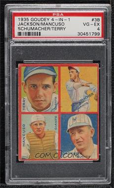 1935 Goudey 4-in-1 - R321 #3B.2 - Bill Terry, Gus Mancuso, Hal Schumacher, Travis Jackson [PSA 4 VG‑EX]