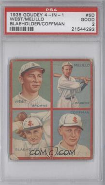 1935 Goudey 4-in-1 - R321 #5D - Sam West, Ski Melillo, George Blaeholder, Dick Coffman [PSA 2 GOOD]