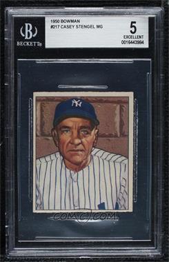 1950 Bowman - [Base] #217.1 - Casey Stengel (copyright) [BGS 5 EXCELLENT]