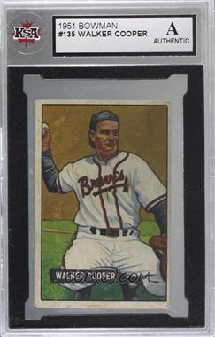 1951 Bowman - [Base] #135 - Walker Cooper [KSA Authentic]