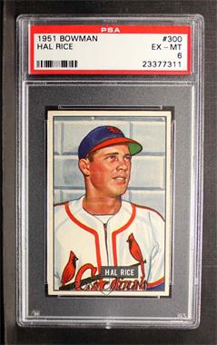 1951 Bowman - [Base] #300 - Hal Rice [PSA 6 EX‑MT]