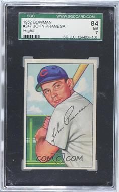 1952 Bowman - [Base] #247 - John Pramesa [SGC 84 NM 7]