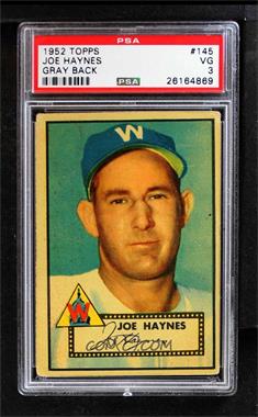 1952 Topps - [Base] #145.2 - Joe Haynes (Gray Back) [PSA 3 VG]