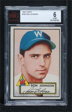 1952 Topps - [Base] #190.1 - Don Johnson (White Back) [BVG 6 EX‑MT]