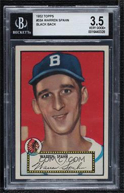 1952 Topps - [Base] #33.2 - Warren Spahn (Black Back) [BGS 3.5 VERY GOOD+]