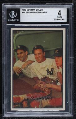 1953 Bowman Color - [Base] #44 - Hank Bauer, Yogi Berra, Mickey Mantle [BGS 4 VG‑EX]