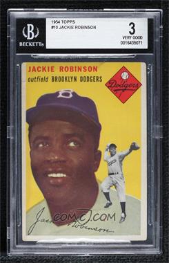 1954 Topps - [Base] #10.1 - Jackie Robinson (White Back) [BGS 3 VERY GOOD]