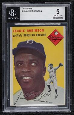1954 Topps - [Base] #10.1 - Jackie Robinson (White Back) [BGS 5 EXCELLENT]